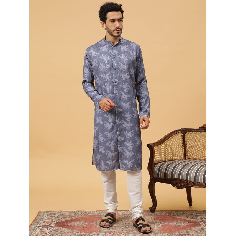 Tabard Cotton Printed Blue Ethnicwear Men Kurta (S)