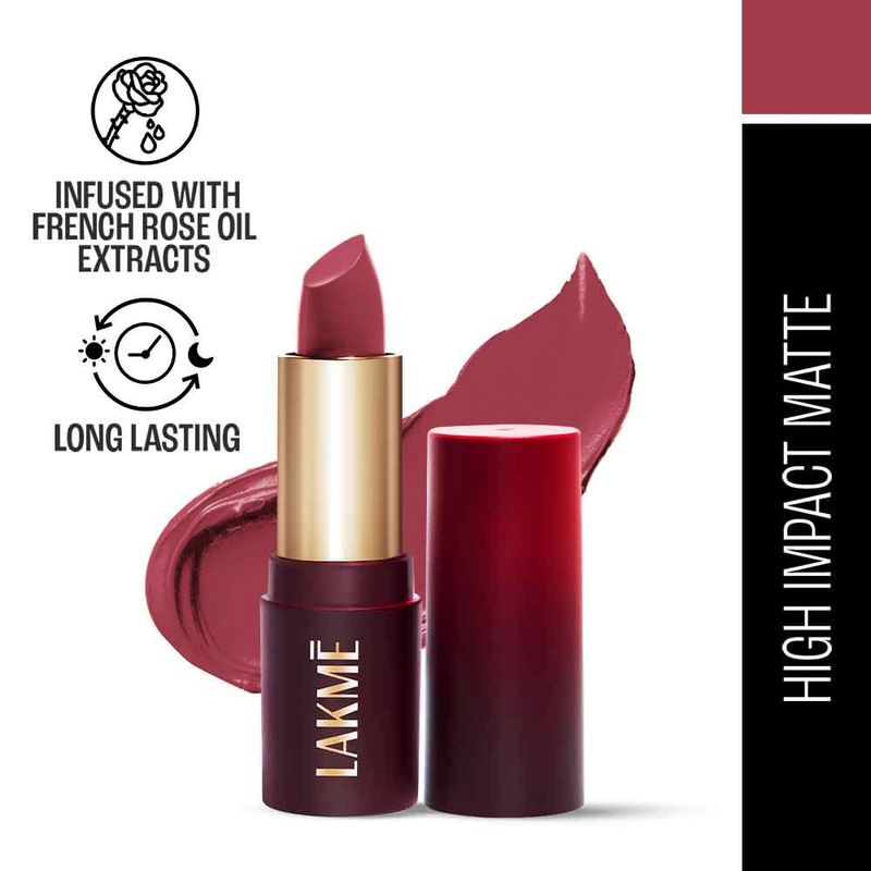 Lakme Forever Matte Lipstick, Made With French Rose Oil Extracts, Red Royale