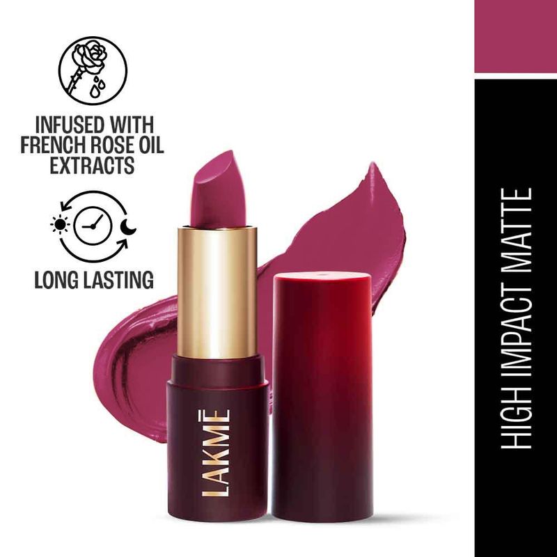 Lakme Forever Matte Lipstick, Made With French Rose Oil Extracts, Mauve Love