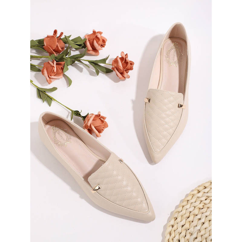 Shoetopia Women Cream-Coloured Ballerinas Flats (EURO 38)