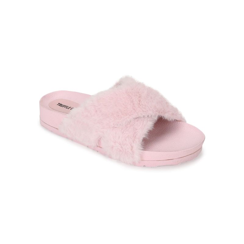 Pink fluffy flip discount flops