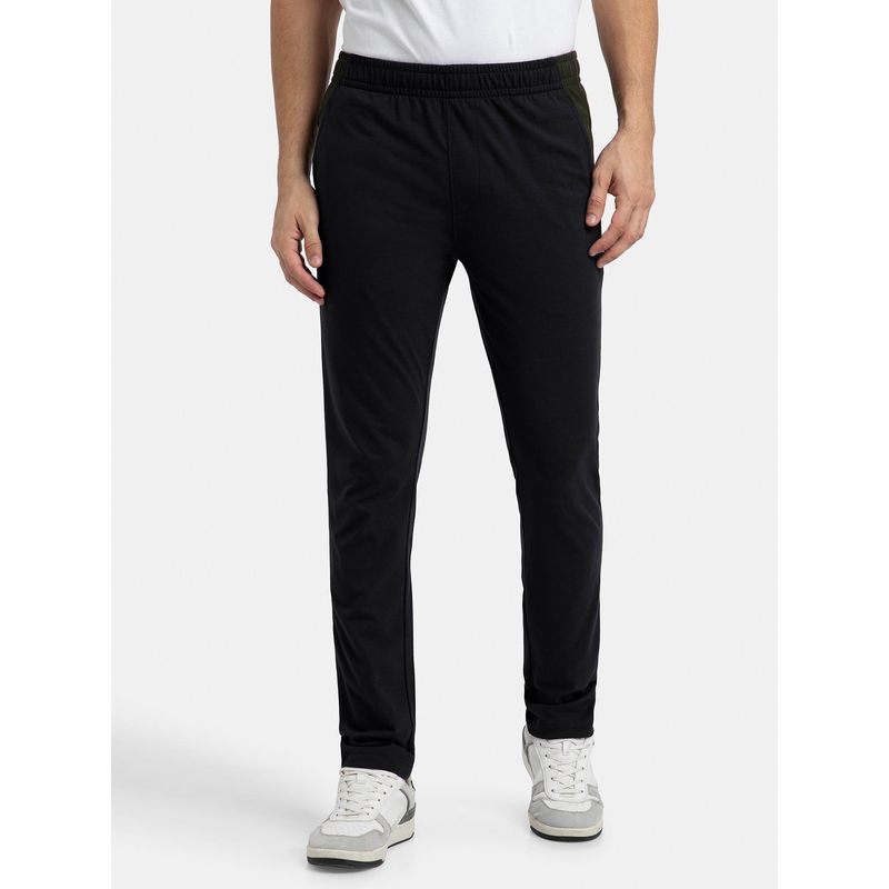 Jockey AM75 Men Super Combed Cotton Rich Slim Fit Trackpant - Black (M)
