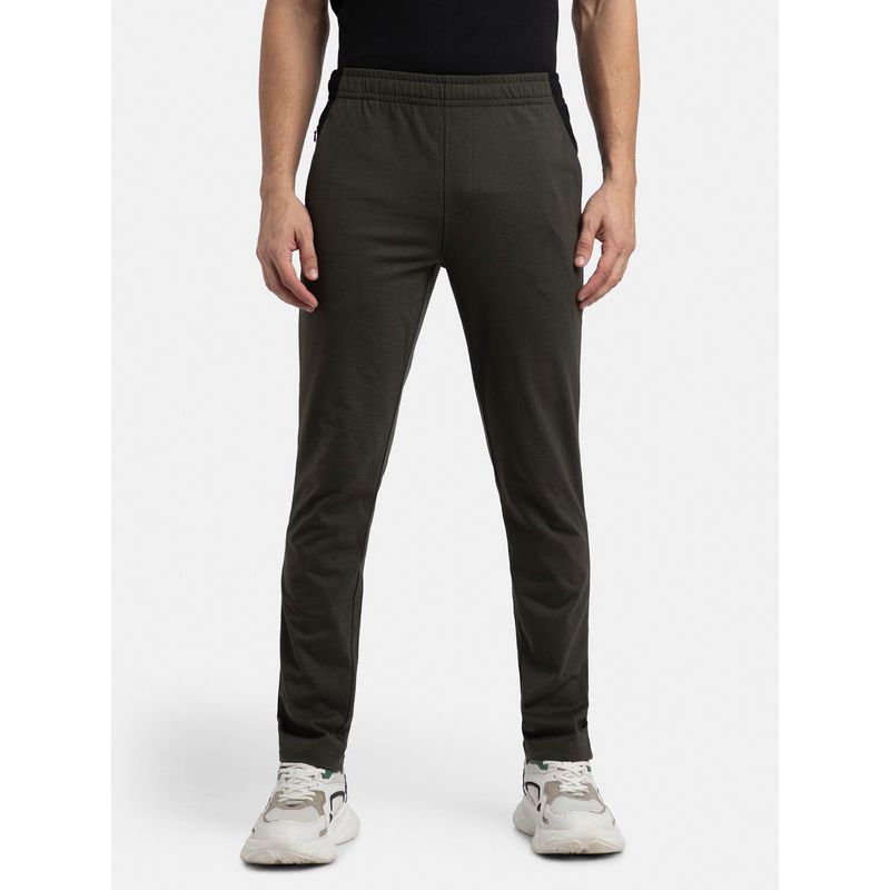 Jockey AM75 Men Super Combed Cotton Rich Slim Fit Trackpant - Olive (S)