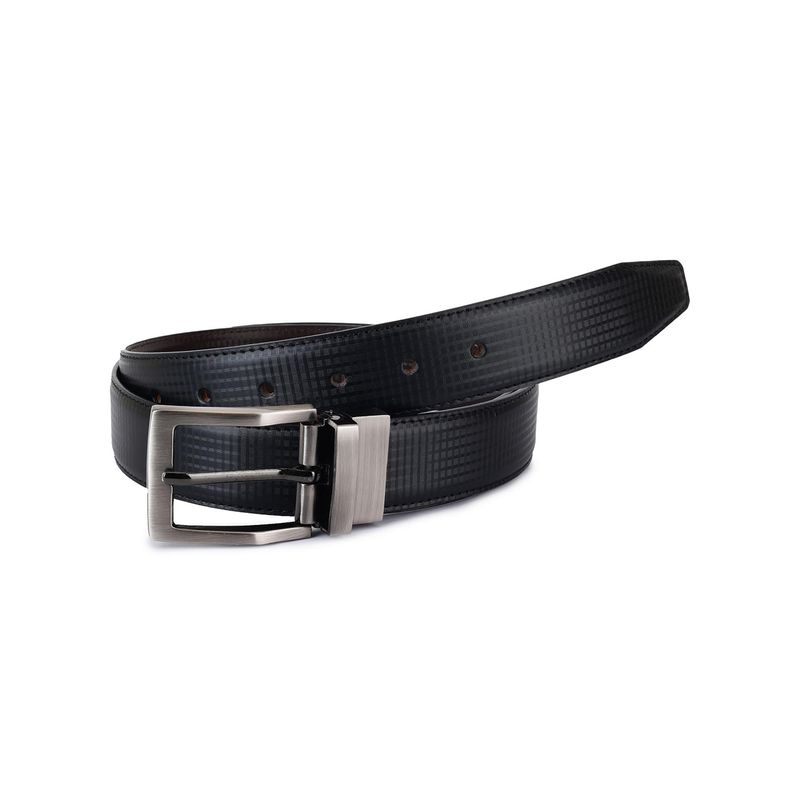 ZEVORA Men Reversible Check Black Belt (34)