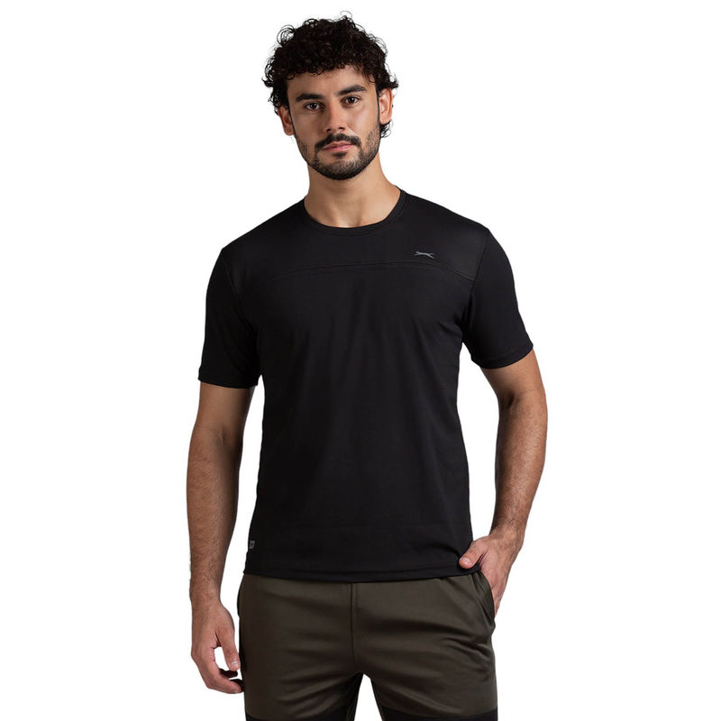 Black Panther Mens Black Polyester Acti Fit Half Sleeve T-Shirt (S)