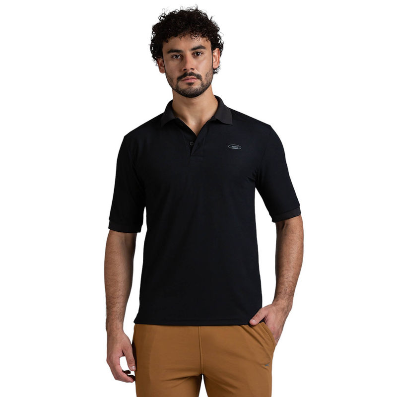 Black Panther Mens Black Polyester Acti Fit Polo T-Shirt (S)