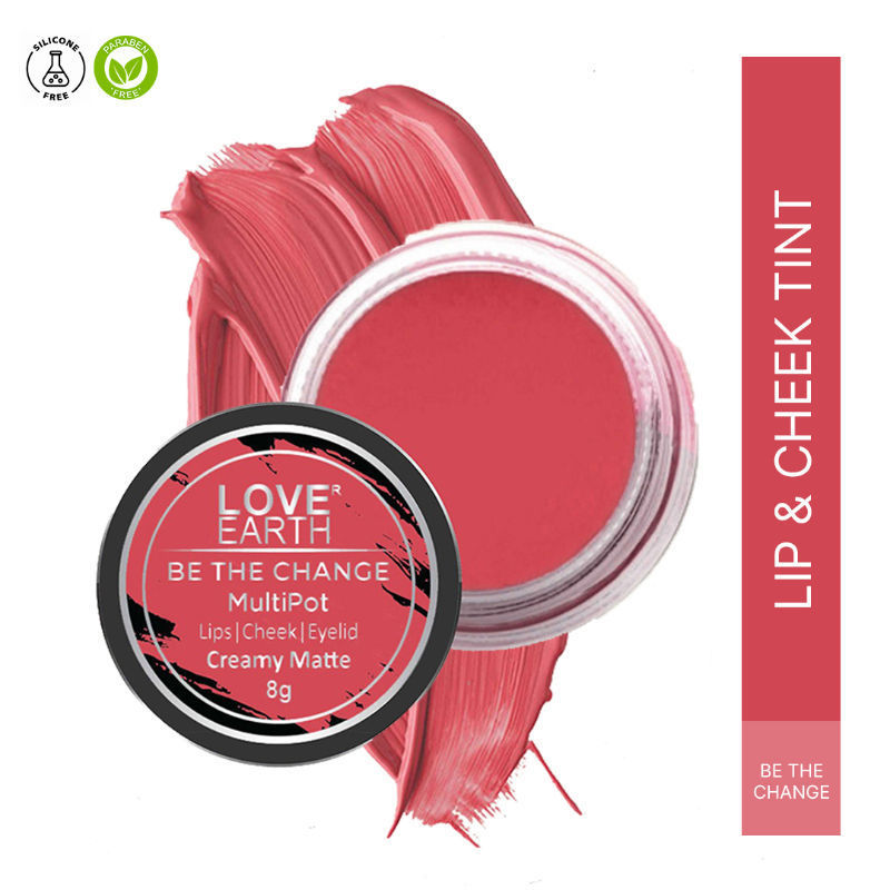 Love Earth Multipot-Be The Change Lip Tint with Jojoba Oil and Vitamin E for Lips Eyelids & Cheeks