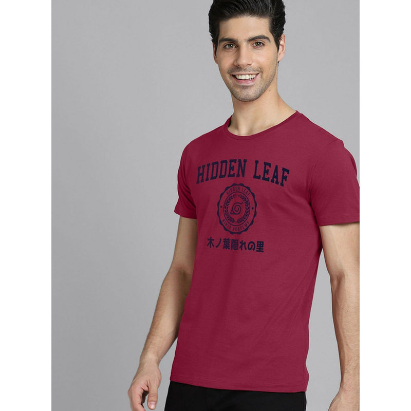 Free Authority Naruto Printed Red T-Shirt for Men (S)