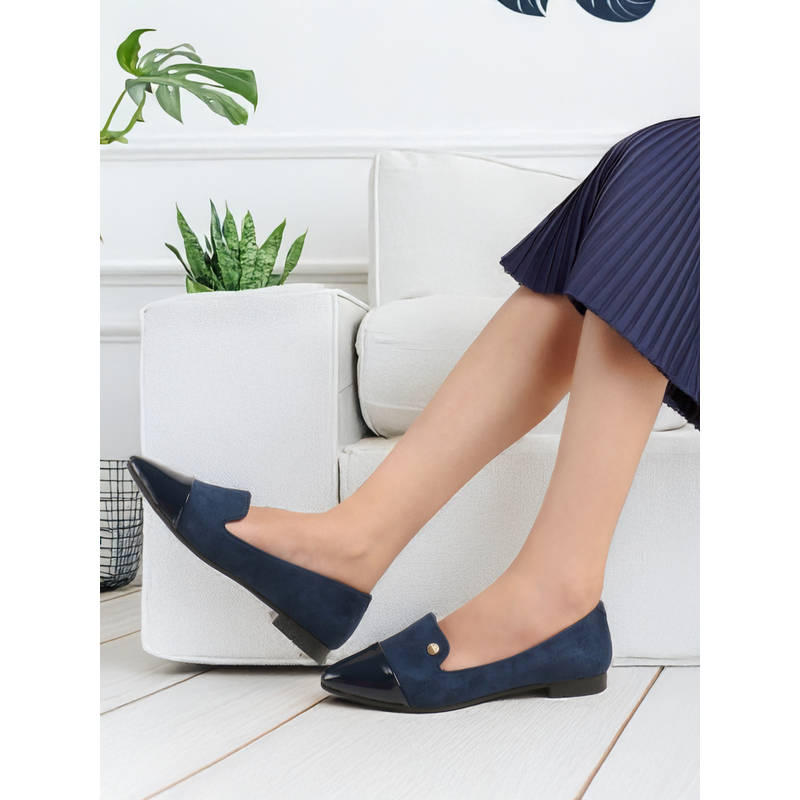 Carlton London Women Navy Blue Patent Slip-On Ballet Flats (EURO 39)