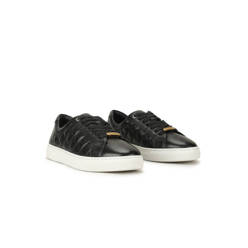 Guess Women Black Quilted Lace-Up Sneakers (UK 4)