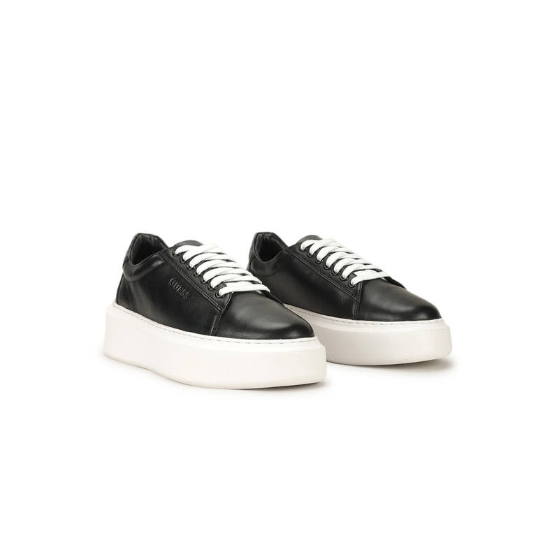 Guess Women Black Solid Lace-Up Sneakers (UK 4)