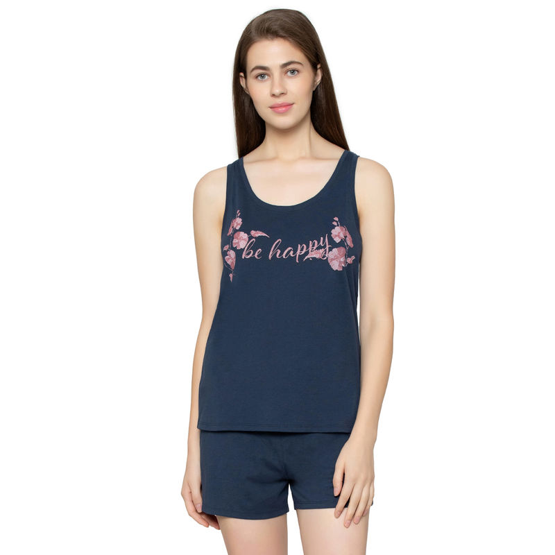 Triumph Lounge Me 01 X Short Sleeve Organic Cotton Sustainable Shorts Set - Blue (38)