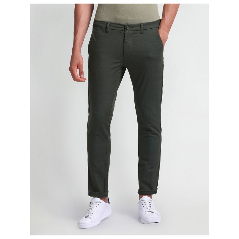 Arrow Sports Green Mid Rise Comfortable Fit Trouser (40)