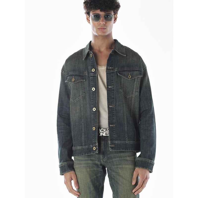 Jack & Jones Men Oversized Blue Denim Jacket (S)