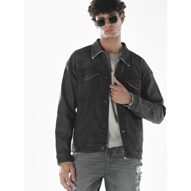Jack & Jones Men Oversized Grey Denim Jacket (M)