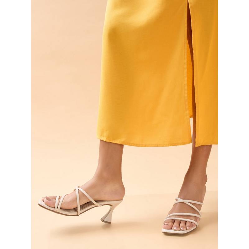 ROCIA By Regal Cream Women Strappy Classic Kitten Heels (EURO 36)