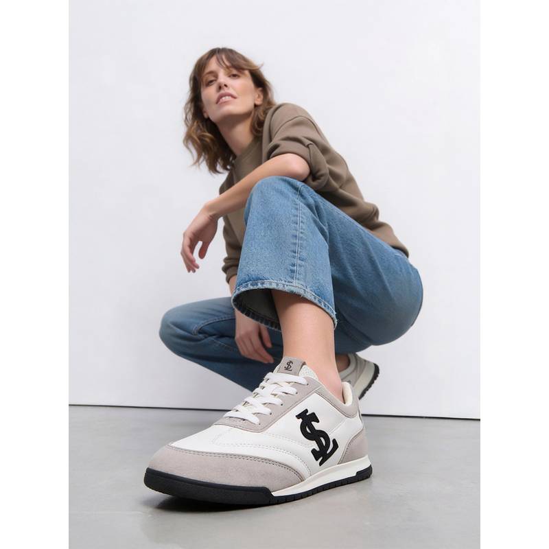 Louis Stitch Grey and White Lightweight and Comfortable Casual Lace-Up Sneakers (UK 3)