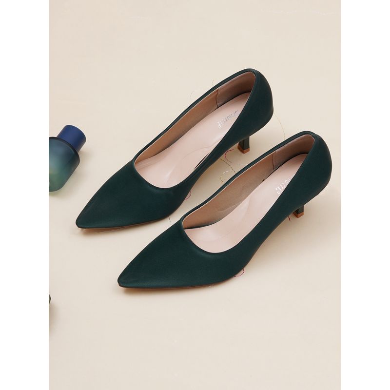 Sherrif Shoes Green Classic Pointed Toe Kitten Pump Heels (EURO 33)