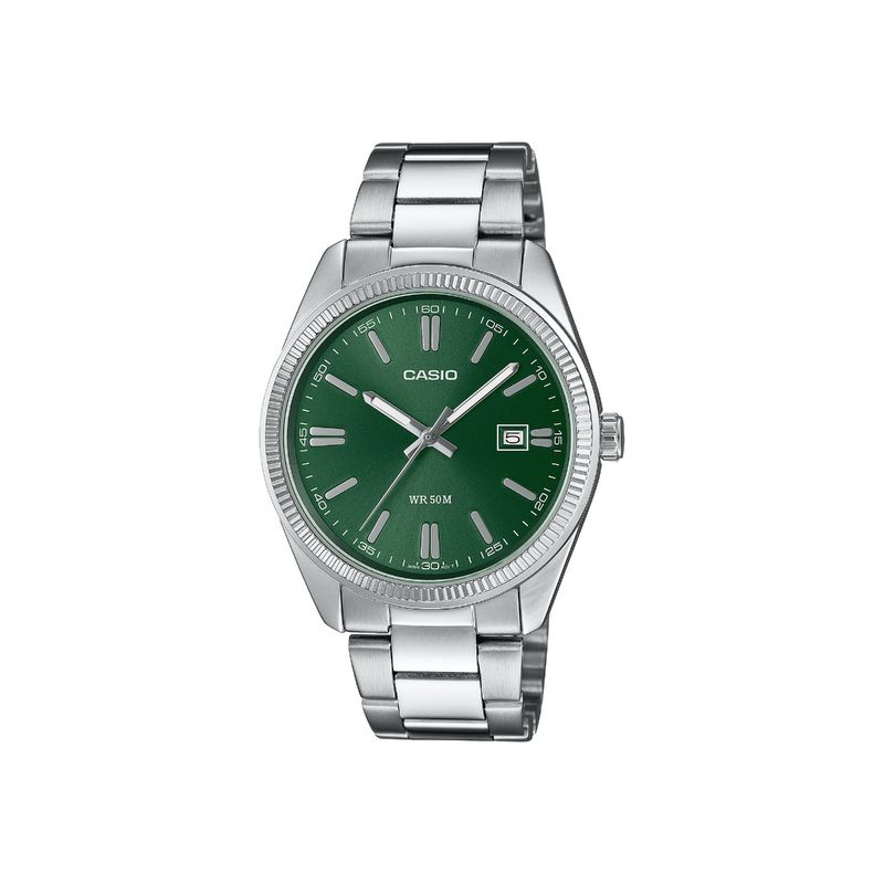 Buy Casio Men Enticer Green Dial Analog Stainless Steel Watch