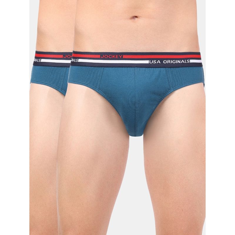 Jockey US49 Men Super Combed Cotton Solid Brief - Seaport Teal (Pack of 2) (M)