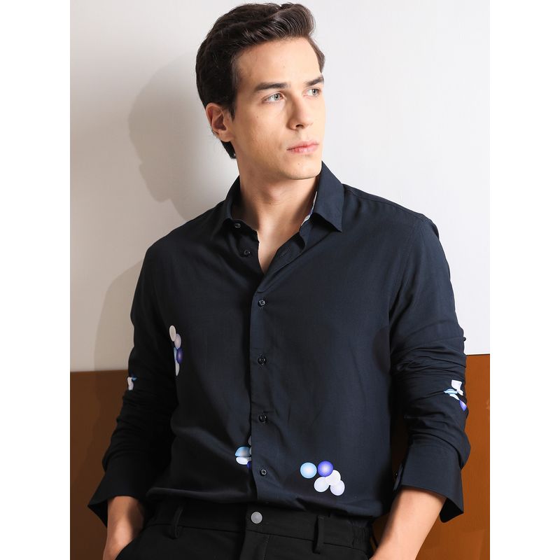 RARE RABBIT Amber Petrol Printed Shirt (L)