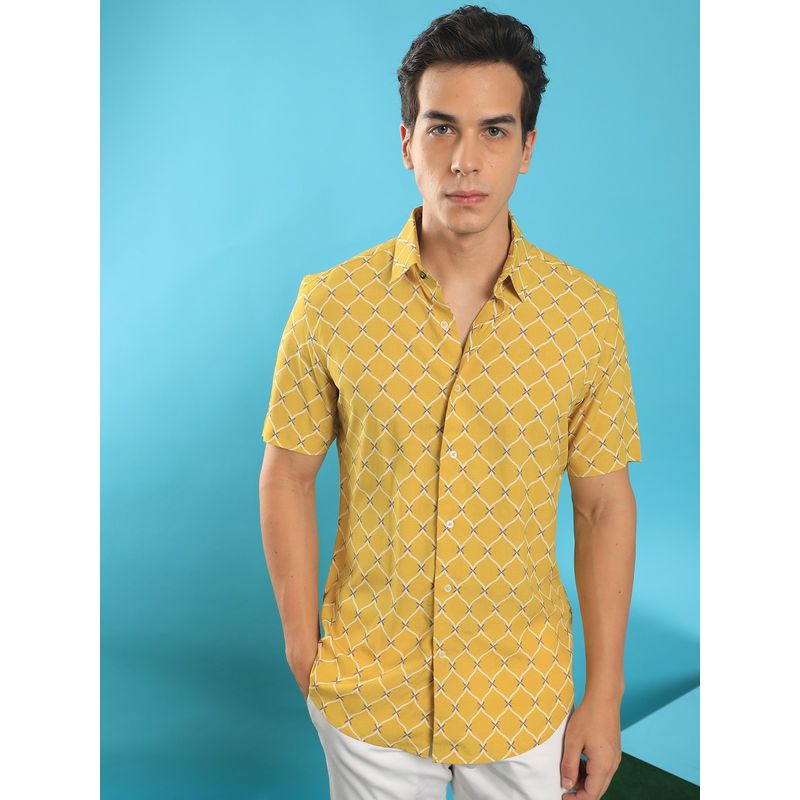 RARE RABBIT Braga Mustard Short Sleeve Shirt (S)