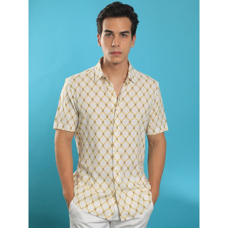 RARE RABBIT Braga White Short Sleeve Shirt (M)