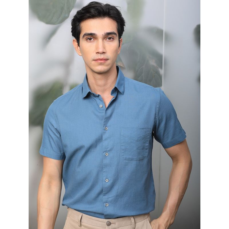 RARE RABBIT Darwin Blue Half Sleeve Shirt (XS)