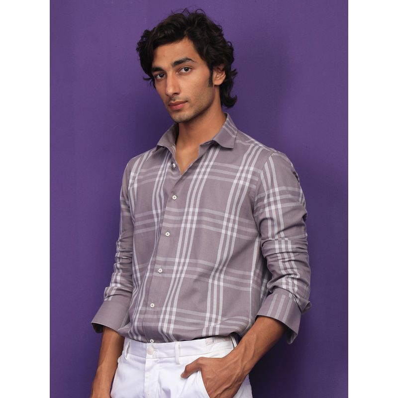RARE RABBIT Carnet Dusky Purple Full Sleeve Check Shirt (M)