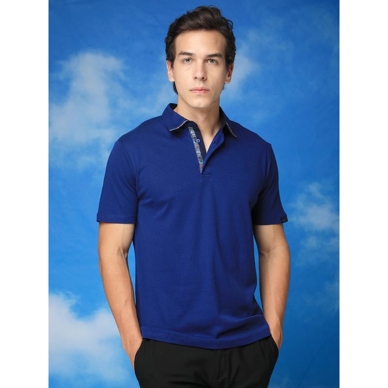 RARE RABBIT Casca Blue Collared Neck Polo T-Shirt (M)
