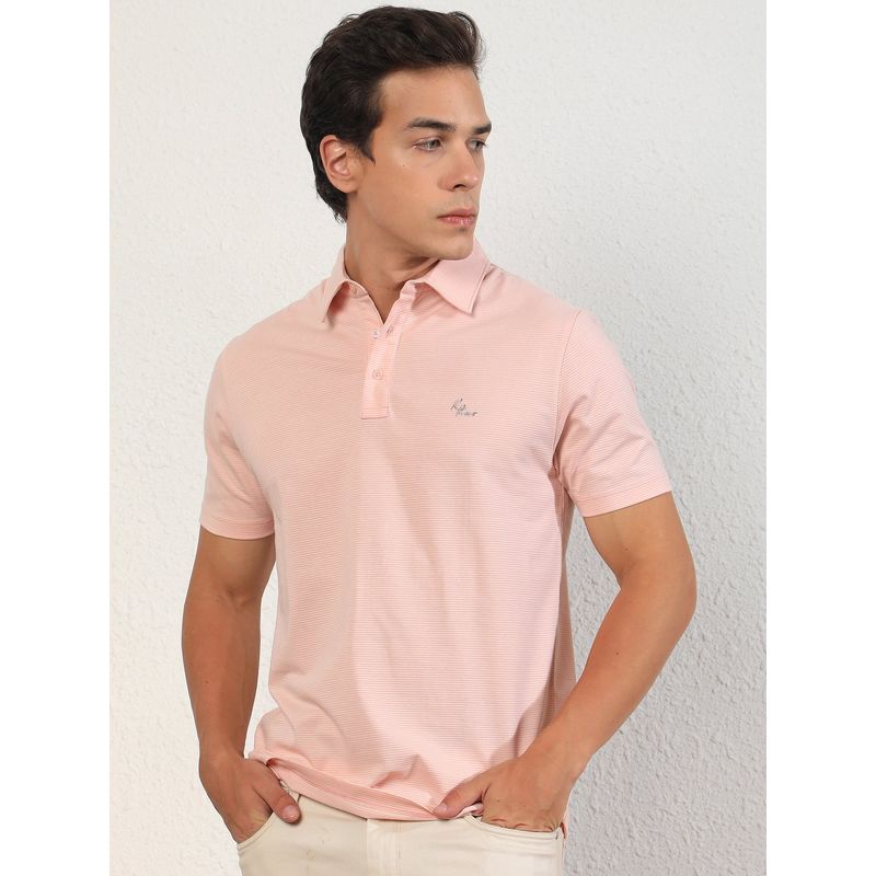 RARE RABBIT Tunas Pink Classic Polo T-Shirt with Chest Branding (XL)