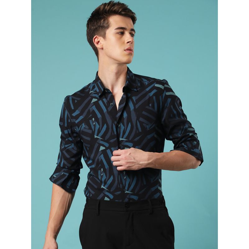 RARE RABBIT Ballet Black Abstract Print Shirt (M)