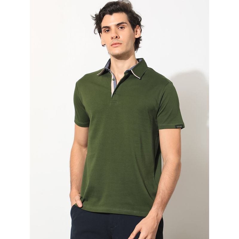 RARE RABBIT Casca Olive Collared Neck Polo T-Shirt (XS)