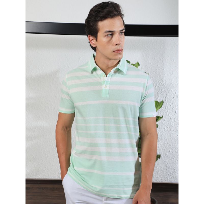 RARE RABBIT Crossings Green Stripe Men Polo T-Shirt (S)