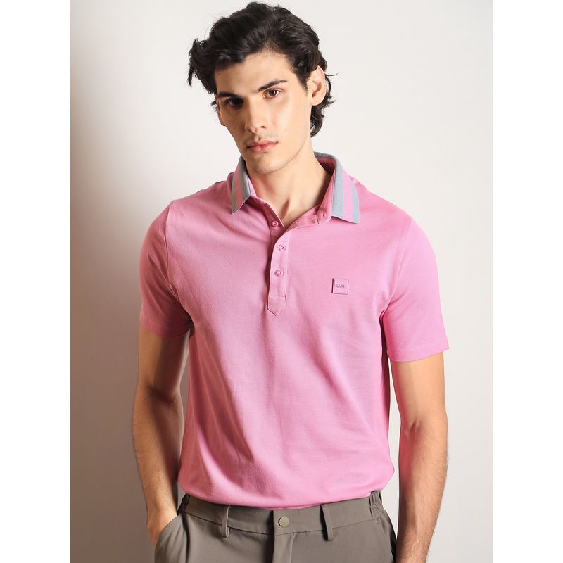 RARE RABBIT Divide Pink Collared Neck Polo T-Shirt (XL)