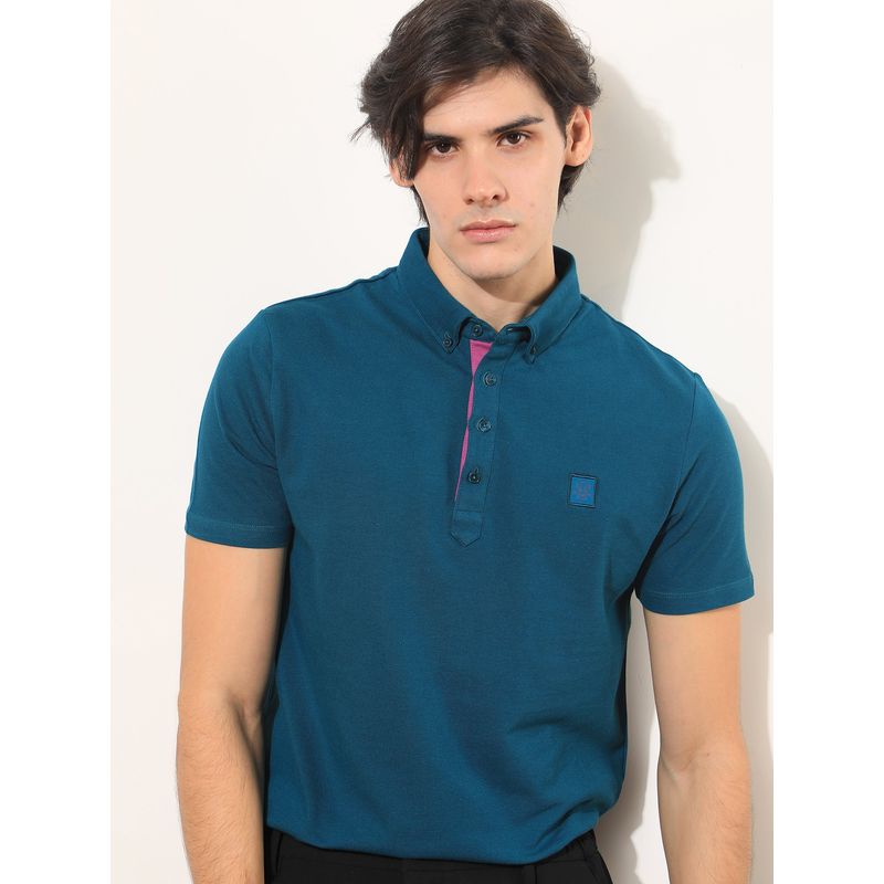RARE RABBIT Herval Blue Collared Neck Polo T-Shirt (XS)