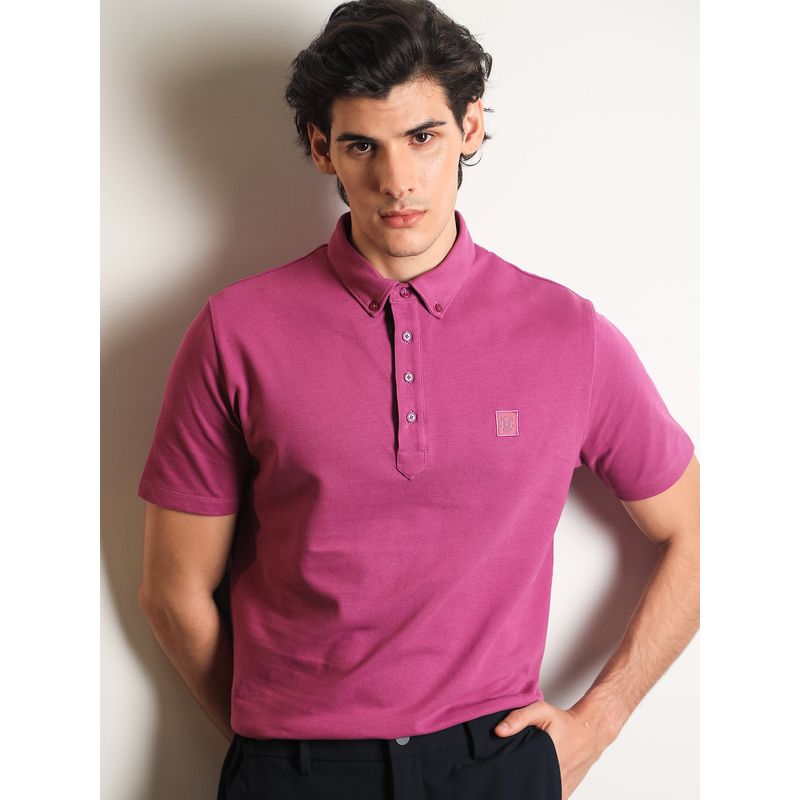 RARE RABBIT Herval Pink Collared Neck Polo T-Shirt (M)