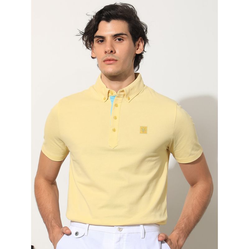 RARE RABBIT Herval Yellow Collared Neck Polo T-Shirt (L)