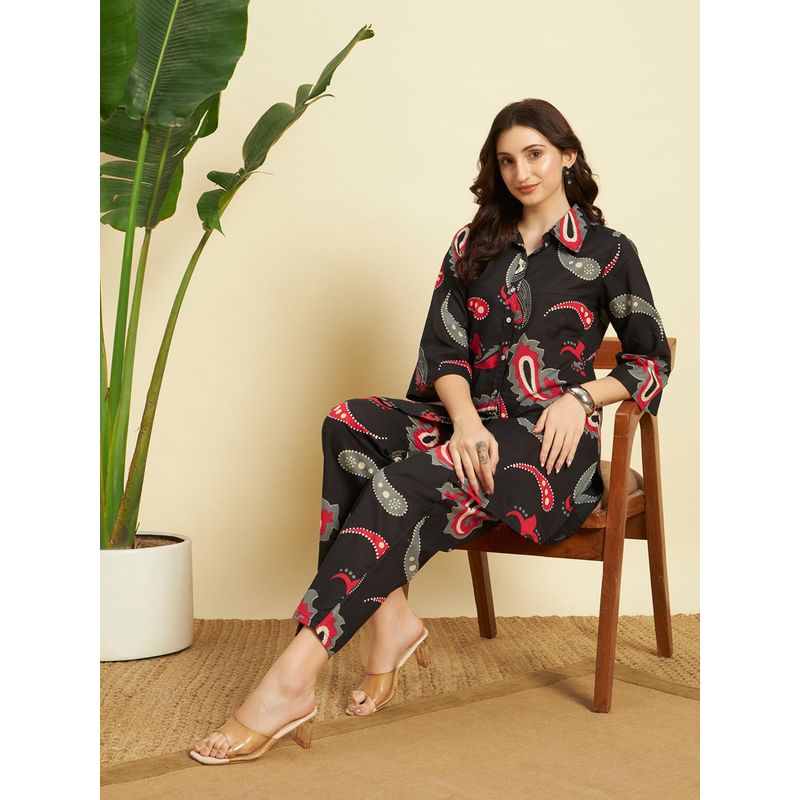 SEPHANI Black Paisley Nightsuit Set (XL)