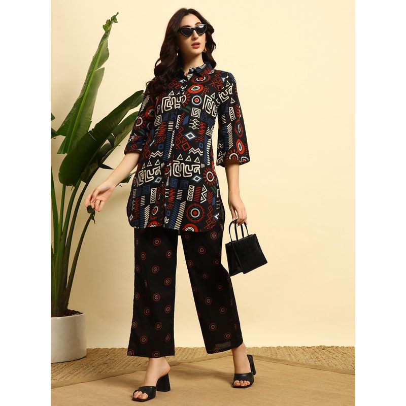 SEPHANI Black Printed Nightsuit Set (XL)