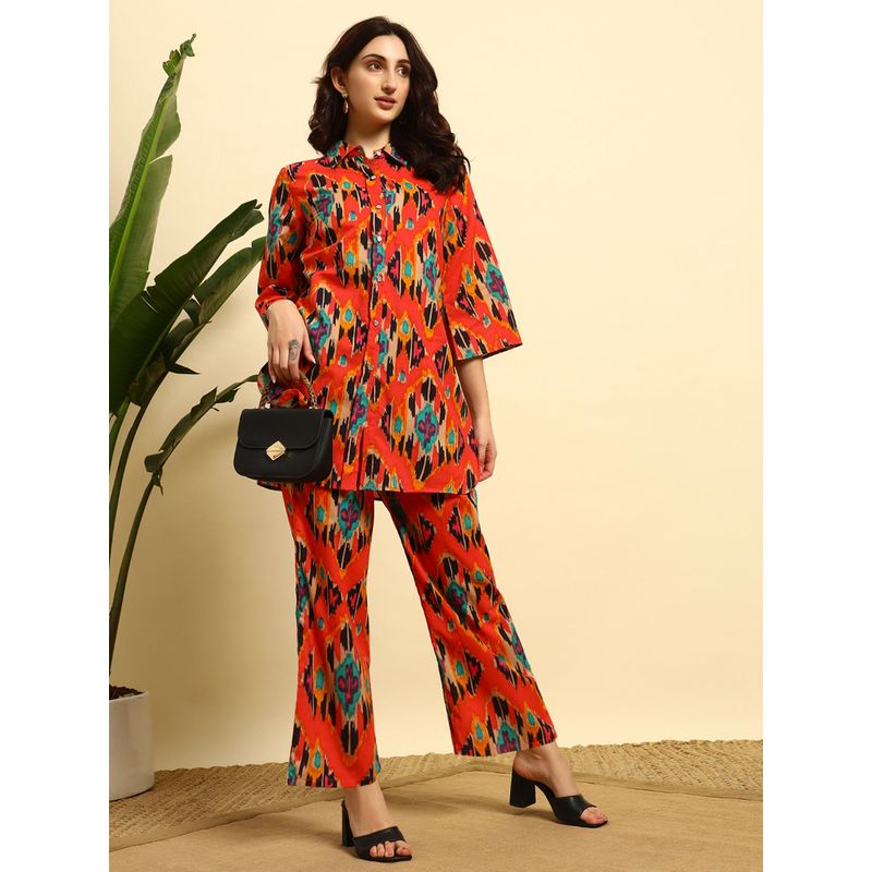 SEPHANI Orange Printed Nightsuit Set (M)