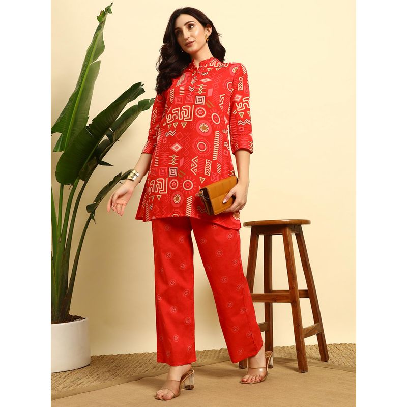 SEPHANI Red Printed Nightsuit Set (M)