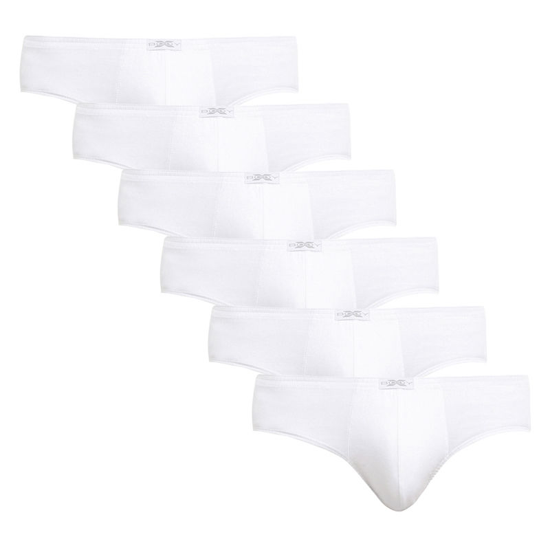 BODYX Pack Of 6 Solid Briefs In White Color (S)