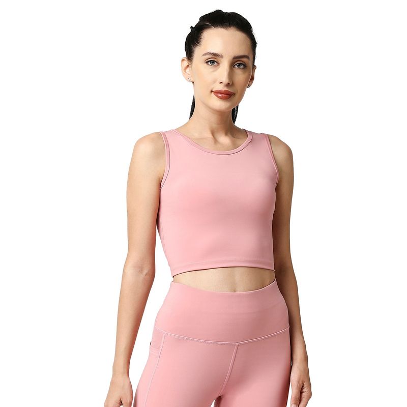 SOIE Sleeveless Quick Dry Athleisure Crop Top-Blush (XXL)