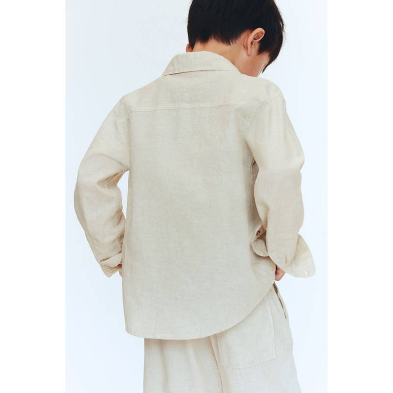 H&M Boys Beige Linen-Blend Shirt (2-3 Years) (2-3 Years)