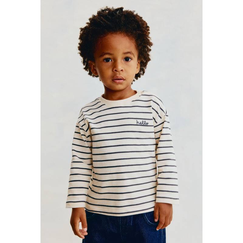 H&M Unisex White Long-sleeved cotton T-shirt (0-1 Months)