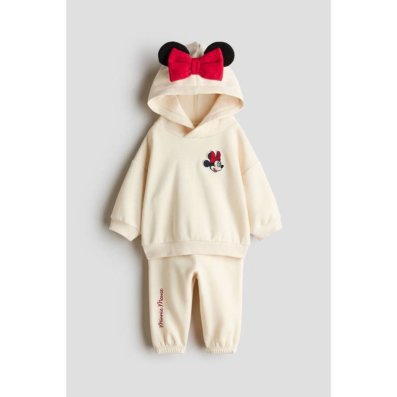 H&M Girls Beige 2-Piece Motif-Detail Sweatshirt Set (6-9 Months)