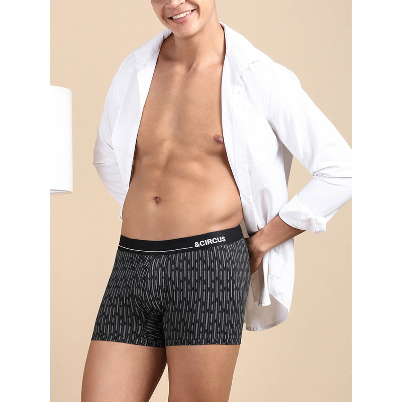 Tailor and Circus Men Black Regular Fit Printed Trunks (2XL)