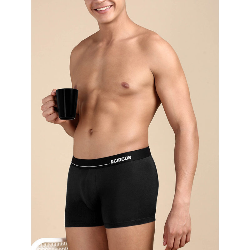Tailor and Circus Men Black Regular Fit Solid Trunks (M)
