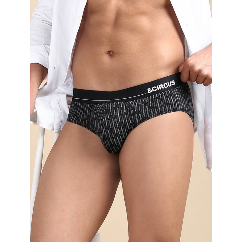 Tailor and Circus Men Black Regular Fit Printed Briefs (S)